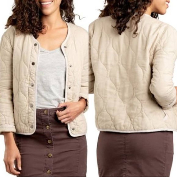 Toad&Co Jackets & Blazers - Toad&Co Women’s Sunhemp Quilted Jacket Snap Button Down Longsleeve in Oatmeal L